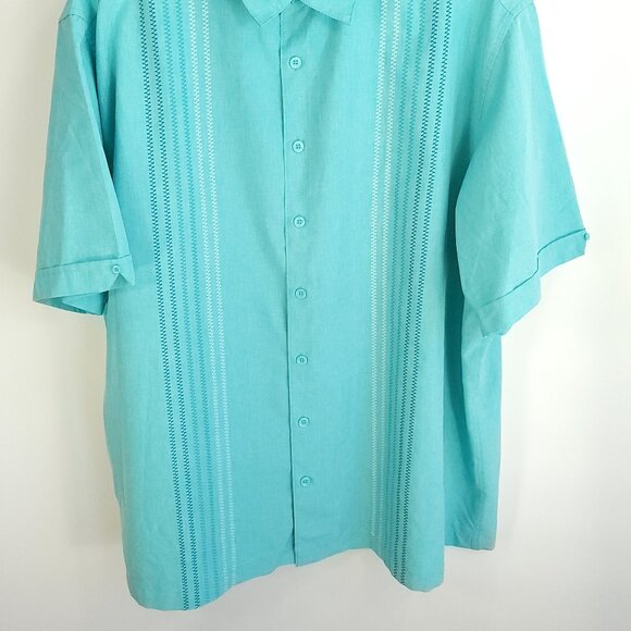 Cafe Luna Shirt Men's 2XL Short Sleeve Button Front Teal Blue - Picture 2 of 9